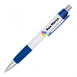 Caneta Personalizada Plástico Branco  4 Cores   