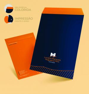 Envelope Timbrado com Aba Colorida Papel AP 120g Tamanho 25x35 cm  Impressão off-set Corte personalizado 